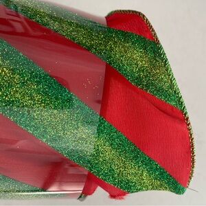 Red and Green Glitter Wired Ribbon (5” x 25 yards)